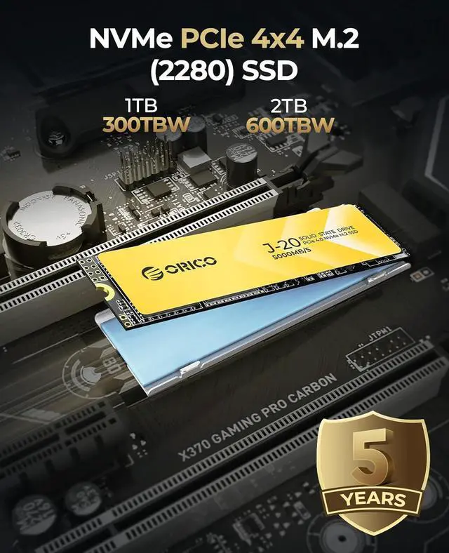 Alt view image 6 of 7 - ORICO 512GB NVMe SSD, M.2 NVMe SSD PCIe Gen4x4 2280, 3D NAND Internal Solid State Drive, Read Speed up to 5200 MB/s, Compatible with PS5, Storage for PC, Desktop and Laptops-J20