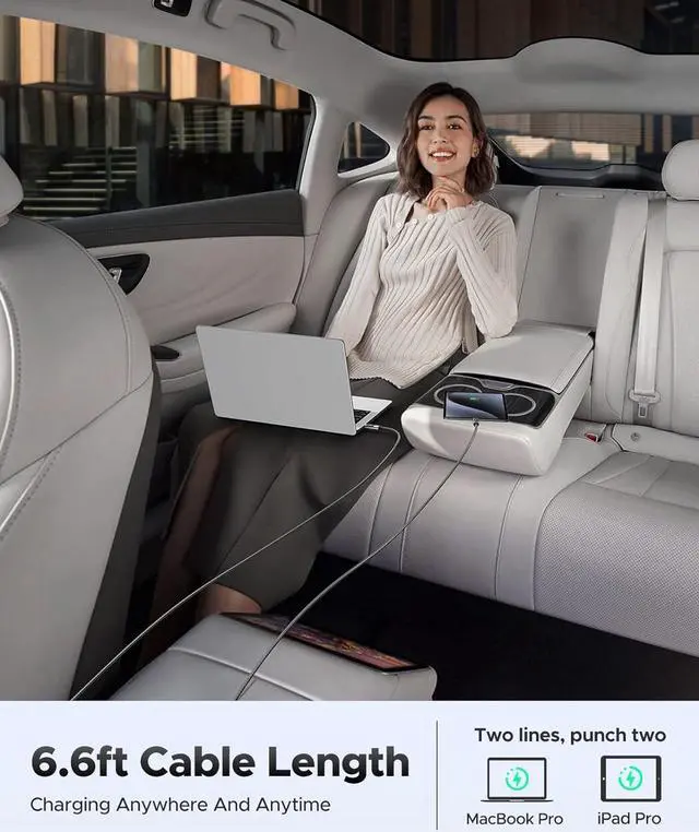 Alt view image 3 of 7 - ORICO USB C to USB C Cable with LED Display, PD100W USB C Charger Cable Fast Charging, 2 Pack 6.6ft Nylon Braided Type C Cable Compatible with iPhone 15/Pro/Plus/Pro Max, MacBook, iPad Pro/Air