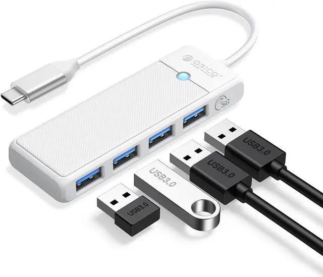 Main image of ORICO Type C to 4-Port USB 3.0 Hub, Ultra-Slim Data USB Hub with 0.98ft Extended Cable for Windows,XP, Vista ,Windows, Linux and Mac Desktop or Laptop -Black White 4 USB 3.0 15cm USB C 1 Pack