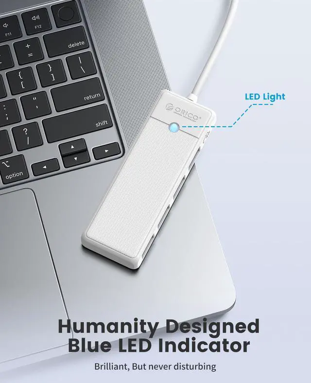 Alt view image 7 of 7 - ORICO Type C to 4-Port USB 3.0 Hub, Ultra-Slim Data USB Hub with 0.98ft Extended Cable for Windows,XP, Vista ,Windows, Linux and Mac Desktop or Laptop -Black White 4 USB 3.0 15cm USB C 1 Pack