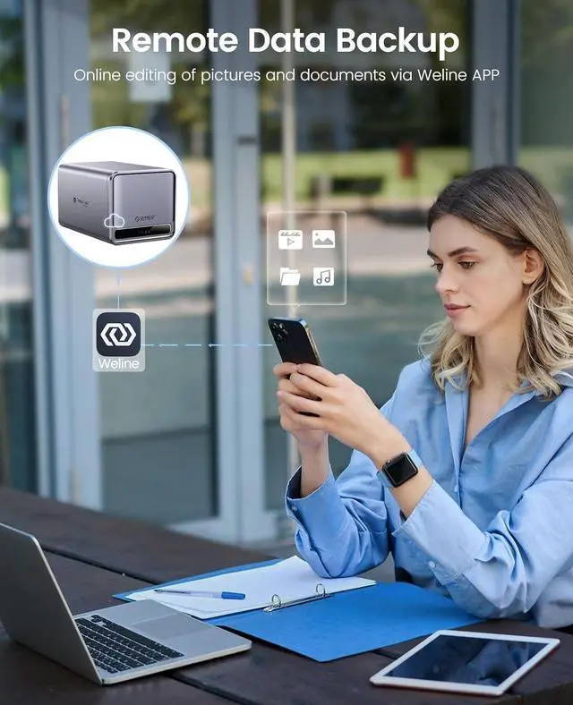 Alt view image 7 of 7 - ORICO NAS Metabox Private Cloud 2 Bay NAS Storage Networkable Enclosure Support RAID Mode Gigabit Speed with Automatic Backup Remote Access & Share Support Samba & DLNA Protocol Diskless (TS200)
