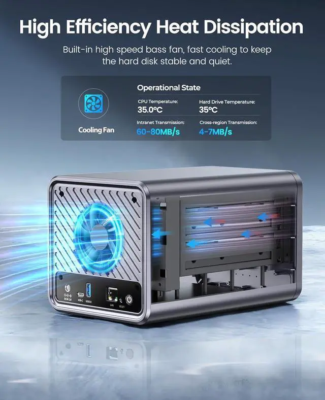 Alt view image 6 of 7 - ORICO NAS Metabox Private Cloud 2 Bay NAS Storage Networkable Enclosure Support RAID Mode Gigabit Speed with Automatic Backup Remote Access & Share Support Samba & DLNA Protocol Diskless (TS200)
