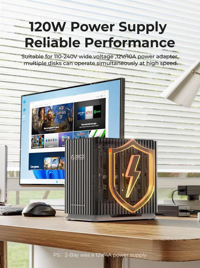 Alt view image 4 of 7 - ORICO 2 Bay External Hard Drive Enclosure Type-C 5Gbps Hard Drive Docking Station for 2.5/3.5" HDD SSD Support 44TB Storage expansion with Built-in Cooling Fan For Personal Users(9728)