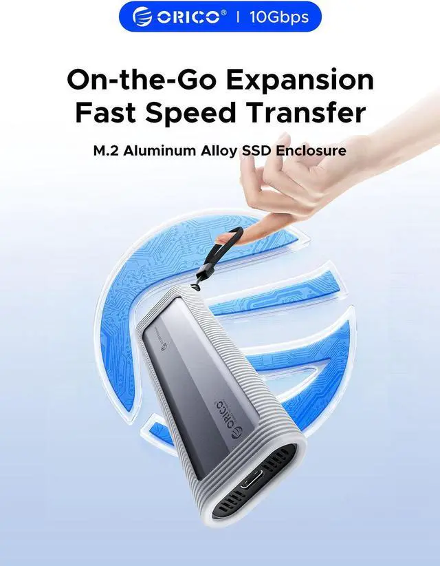 Alt view image 2 of 7 - ORICO M.2 NVMe SSD Enclosure Tool-Free USB External 10Gbps M.2 NVMe to USB Adapter Support UASP for PCIe NVMe SSD (AXM2)
