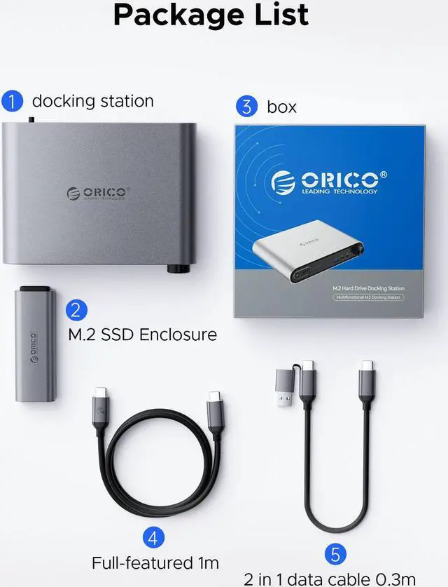 Alt view image 6 of 7 - ORICO 10Gbps detachable M.2 SSD enclosure docking station  with 10 port expansion innovative audio control and desktop aesthetics dock design,  with HDMI@4K60HZ, RJ45 and PD(PTM1)