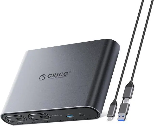 Main image of ORICO Dual Bay M.2 SSD Enclosure Docking Station with HDMI@4K60HZ, 11-in-1 Expansion desktop aesthetic dock design PTM2)