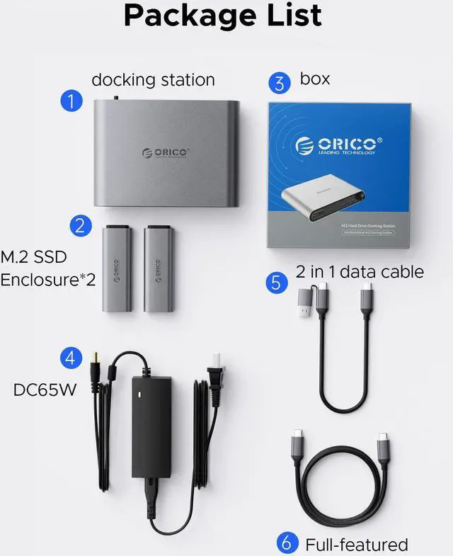 Alt view image 6 of 7 - ORICO Dual Bay M.2 SSD Enclosure Docking Station with HDMI@4K60HZ, 11-in-1 Expansion desktop aesthetic dock design PTM2)
