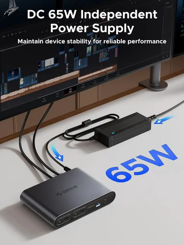 Alt view image 5 of 7 - ORICO Dual Bay M.2 SSD Enclosure Docking Station with HDMI@4K60HZ, 11-in-1 Expansion desktop aesthetic dock design PTM2)