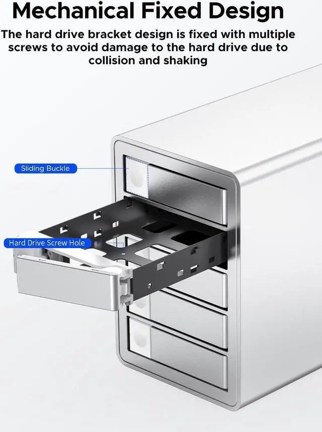 Alt view image 6 of 7 - ORICO 5 Bay DAS Hard Drive Enclosure USD3.0 Support Raid for 2.5/3.5 inch HDD SSD for Enterprise Class Data Storage Aluminum  (9958RU3)