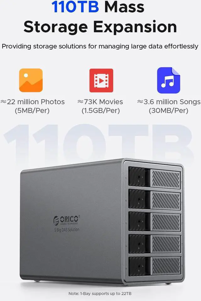 Alt view image 4 of 7 - ORICO 2 Bay 3.5" Hard Drive Enclosure USB3.0 5Gbps DAS PRO with RAID 150W Power Build-in Cooling Fan for Business User Aluminum  (9828RU3)