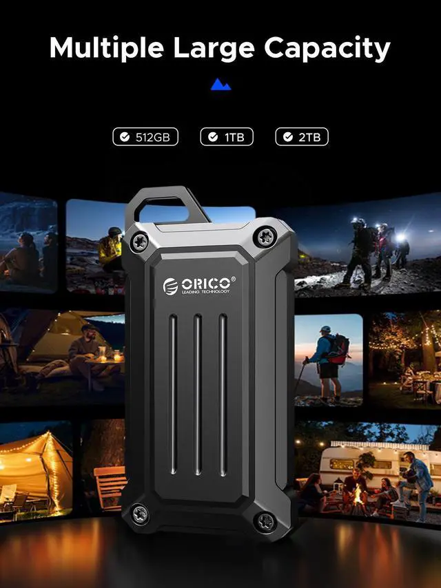 Alt view image 7 of 7 - ORICO 1TB Mini Portable External SSD 20Gbps,up to 2000MB/s,USB3.2 Gen2 Type- C Portable Solid State Drive for Outdoor,with 2-in-1 Cable
