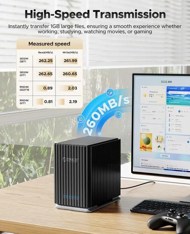 Alt view image 5 of 7 - ORICO 5-Bay Hard Drive Docking Station 5Gbps Type-C to SATA External Hard Drive Enclosure 3.5/2.5 inch SATA SSD HDD Dock,12V/10A Power Adapter,Support 22TB,Built-in Cooling Fan, for Home Data Manageme