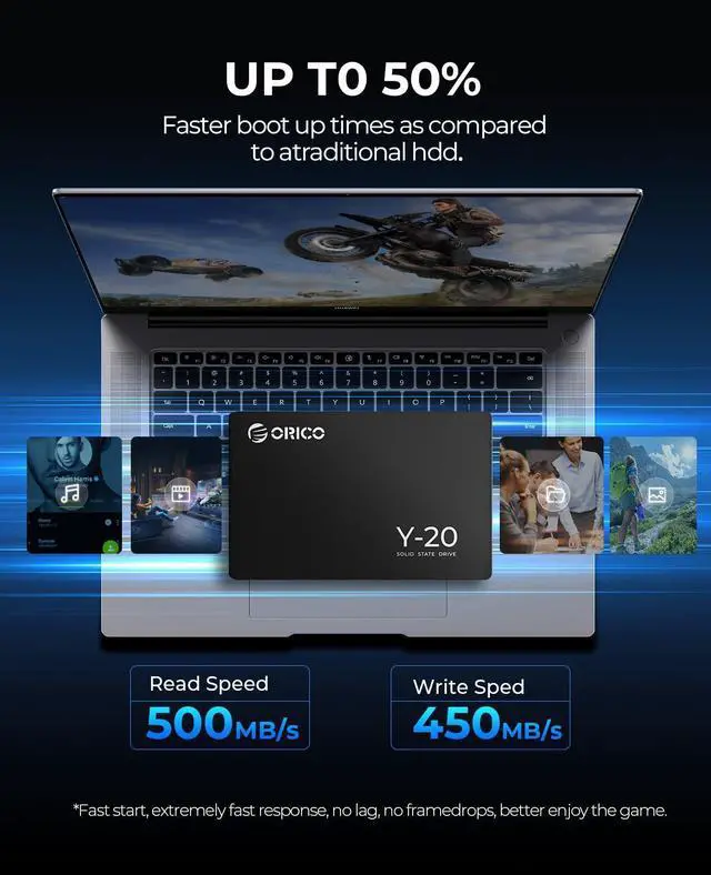 Alt view image 2 of 6 - ORICO 2TB 2.5" Internal Solid State Drive SSD-Y20 SATA III 3D NAND Flash SSD, Read up to 500MB/s,for Upgrade PC or Laptop Memory and Storage
