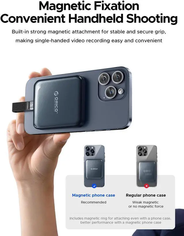 Alt view image 3 of 7 - ORICO 512GB Magnetic Mini Portable SSD up to 2000MB/s USB-C for iPhone 15 Pro/Max ProRes (A20PLUS)