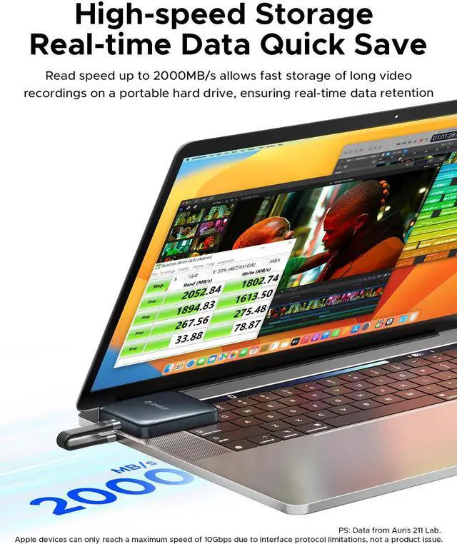 Alt view image 4 of 7 - ORICO 512GB Magnetic Mini Portable SSD up to 2000MB/s USB-C for iPhone 15 Pro/Max ProRes (A20PLUS)