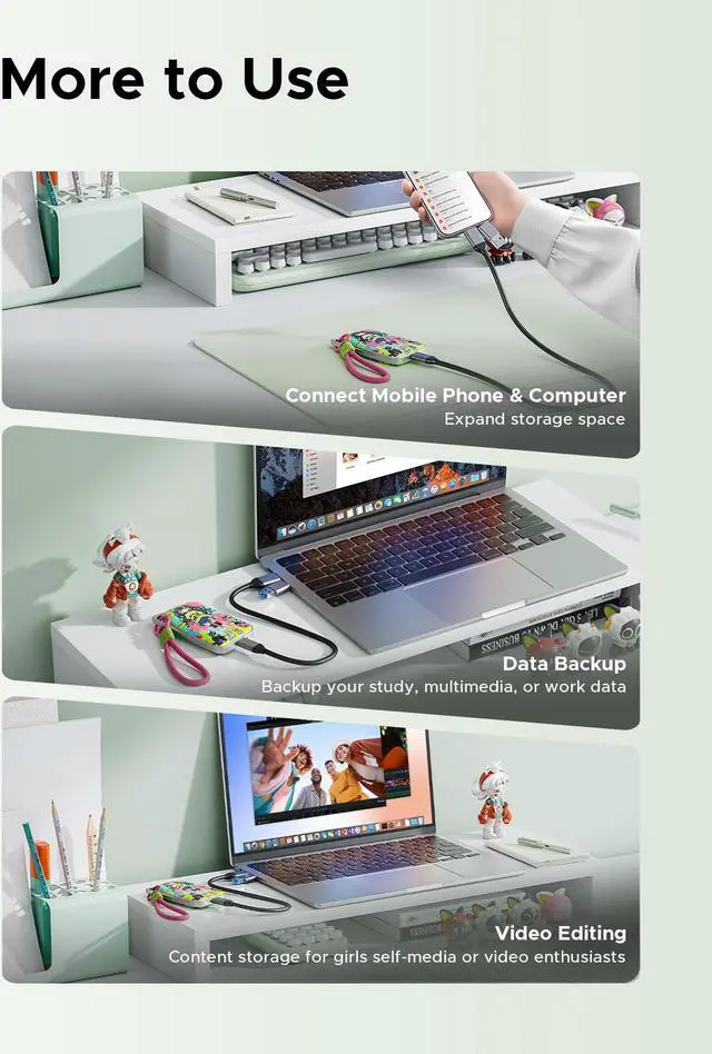 Alt view image 6 of 7 - ORICO Vivid 20Gbps Portable SSD Type C 2000MB/s Colorful Graffiti External Solid State Drive (W20)