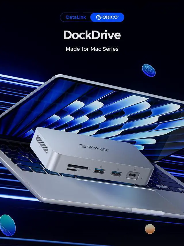 Alt view image 2 of 7 - ORICO Data Link 10-in-1 PSSD Docking Station with 2TB M.2 SSD Built in Cooling Fan 10Gbps PD100W 4K@30Hz Display USB C HUB with  for MacBook iMac  (SJ10)