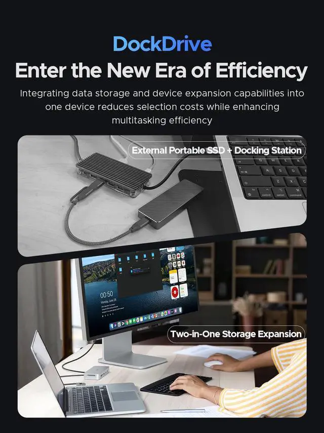 Alt view image 6 of 7 - ORICO Data Link 10-in-1 PSSD Docking Station with 2TB M.2 SSD Built in Cooling Fan 10Gbps PD100W 4K@30Hz Display USB C HUB with  for MacBook iMac  (SJ10)