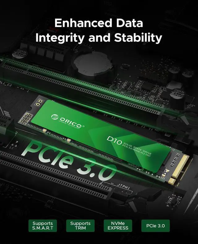 Alt view image 4 of 7 - ORICO 128GB M.2 NVMe SSD PCIe3.0 M Key 2280 NVMe Internal Solid State Drive for Office