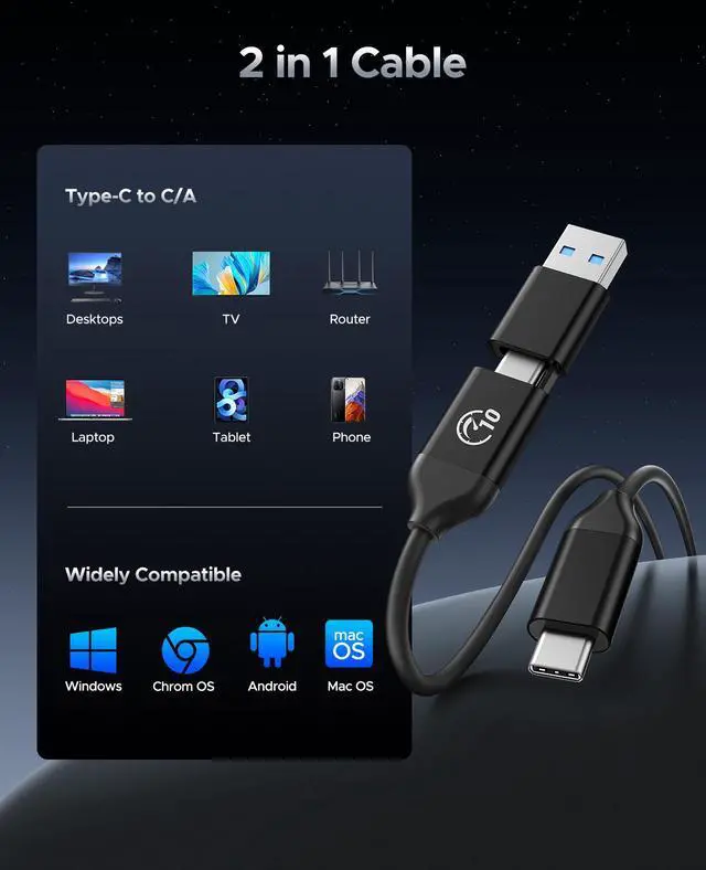 Alt view image 6 of 7 - ORICO 2TB External SSD 10Gbps Solid State Drive Type-C Portable SSD Reading Speed Up to 1000MB/S