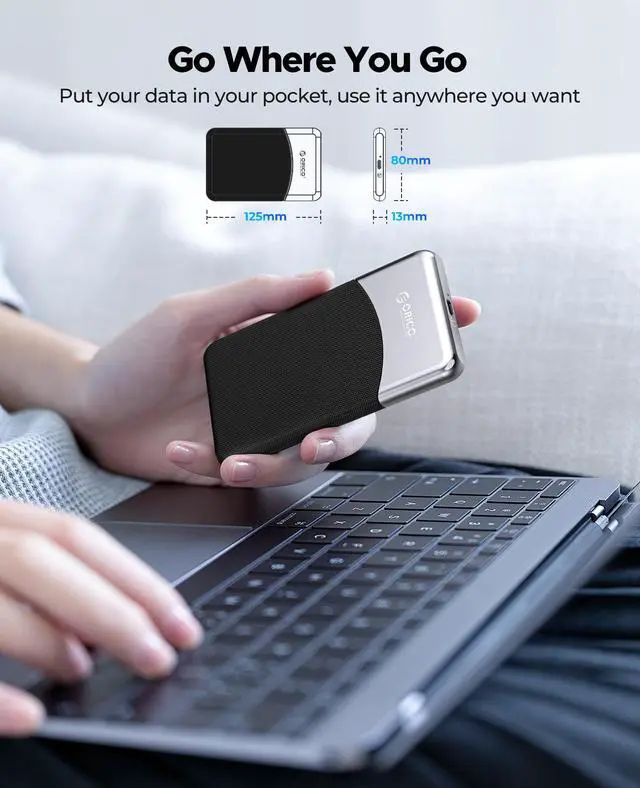 Alt view image 5 of 7 - ORICO 1TB  External SSD Up to 500MB/s USB 3.2 Gen 1 Type-C Solid State Drive Portable SSD with 2 in 1 Cable-Taichi