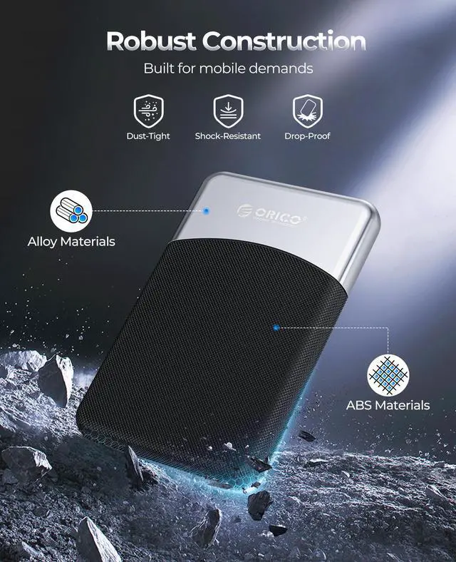 Alt view image 6 of 7 - ORICO 1TB  External SSD Up to 500MB/s USB 3.2 Gen 1 Type-C Solid State Drive Portable SSD with 2 in 1 Cable-Taichi