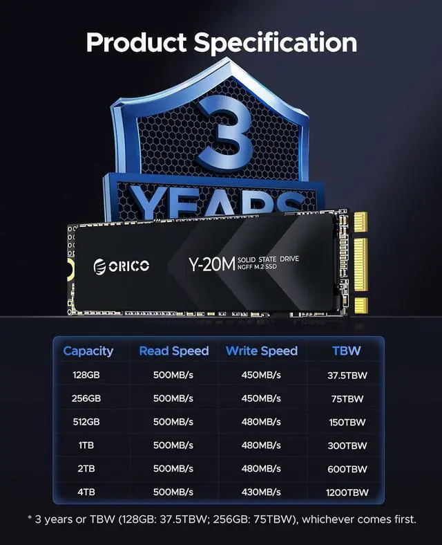 Alt view image 7 of 7 - ORICO M.2 2280 4TB SSD NGFF M.2 SATA III 6Gbps Internal Solid State Drive Hard Disk Data Storage for PC Desktop Laptop Ultra-book