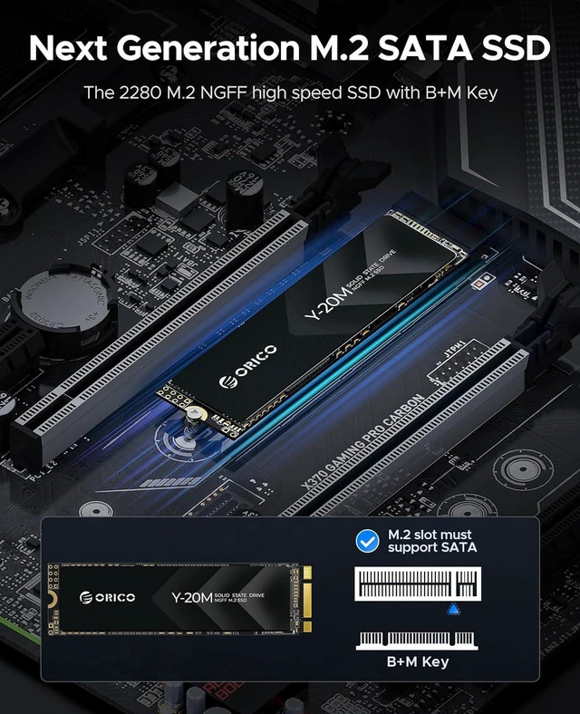 Alt view image 2 of 7 - ORICO M.2 2280 256GB SSD NGFF M.2 SATA III 6Gbps Internal Solid State Drive Hard Disk Data Storage for PC Desktop Laptop Ultra-book 256GB