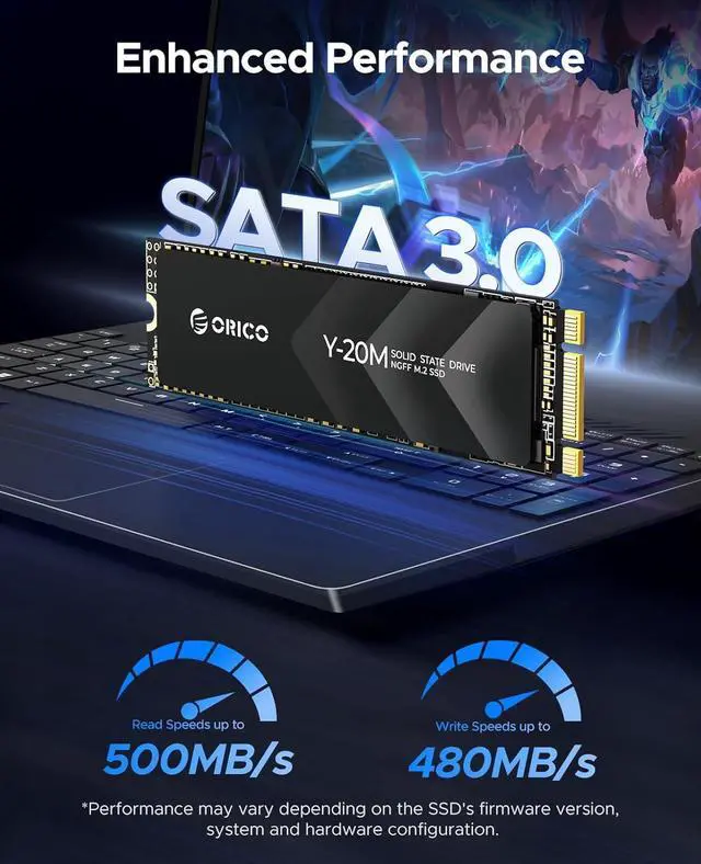 Alt view image 3 of 7 - ORICO M.2 2280 1TB SSD NGFF M.2 SATA III 6Gbps Internal Solid State Drive Hard Disk Data Storage for PC Desktop Laptop Ultra-book