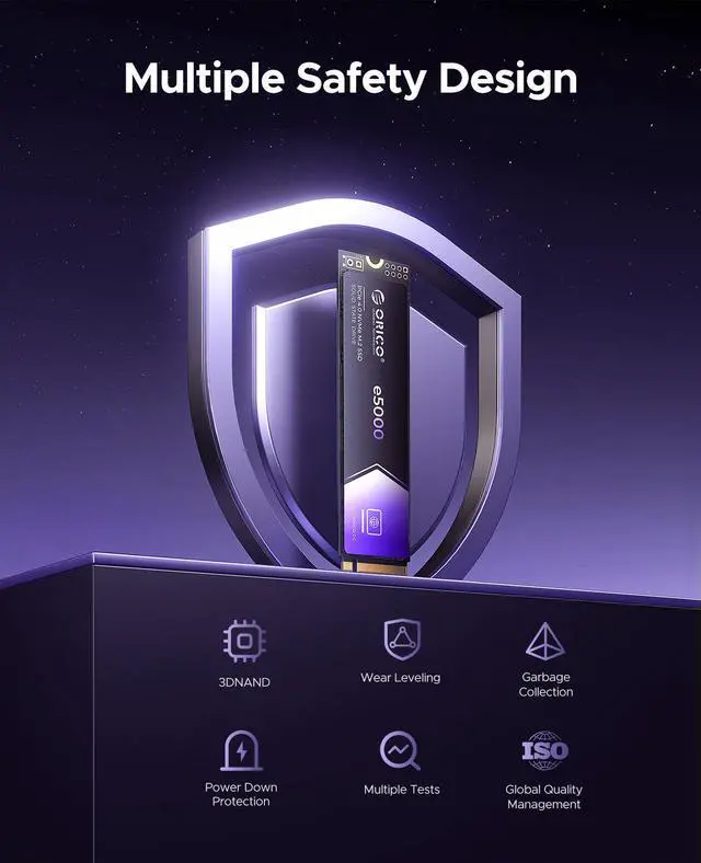 Alt view image 5 of 7 - ORICO 2TB NVMe M.2 SSD Speed up to 5200Mb/s Internal Solid State Drive PCIe 4.0 SSD Graphene Cooling Design M.2 2280 for PC Laptop Desktop-e5000