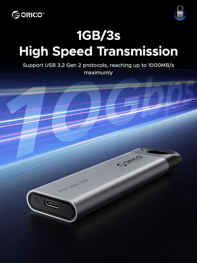 Alt view image 4 of 7 - ORICO 1TB External SSD Reading Speed Up to 1000MB/S Solid State Drive Type-C 10Gbps Portable SSD