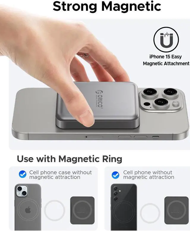 Alt view image 2 of 6 - ORICO 1TB Magnetic External SSD, 4K ProRes HDR Record and Store, 2000MB/s Stable Transmission and Storage, Portable Solid State Drive, Compatible with Smartphone, Tablet, Computer