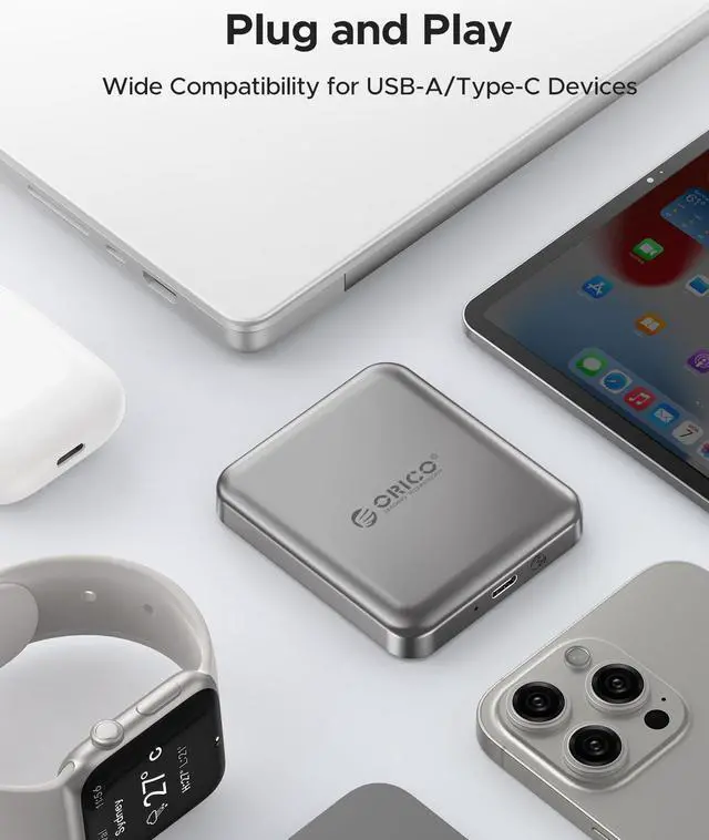 Alt view image 3 of 6 - ORICO 1TB Magnetic External SSD, 4K ProRes HDR Record and Store, 2000MB/s Stable Transmission and Storage, Portable Solid State Drive, Compatible with Smartphone, Tablet, Computer