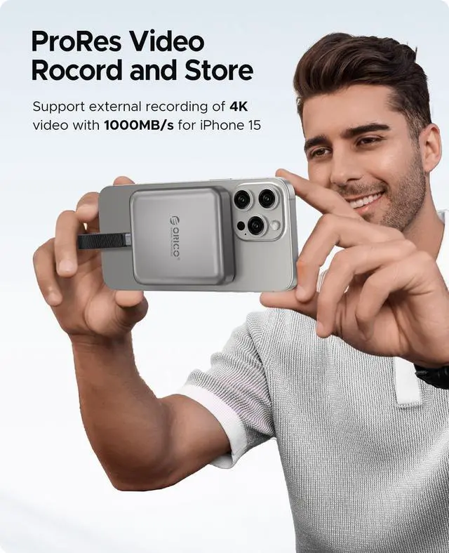 Alt view image 4 of 6 - ORICO 1TB Magnetic External SSD, 4K ProRes HDR Record and Store, 2000MB/s Stable Transmission and Storage, Portable Solid State Drive, Compatible with Smartphone, Tablet, Computer