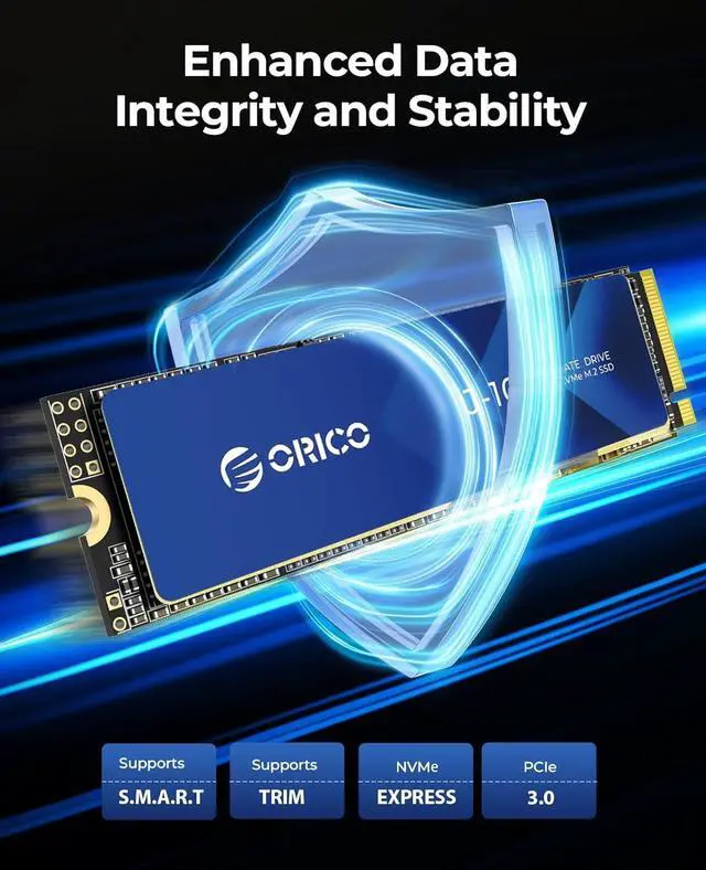 Alt view image 6 of 6 - ORICO J10 Sereis 256GB M.2 2280 NVMe SSD PCIe Gen3x4 3D NAND Internal Solid State Drive with Cooling Vest, Read Speed up to 3100 MB/s for PC Desktop Laptop Ultrabook