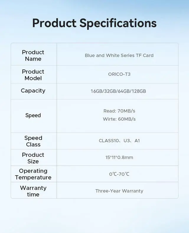 Alt view image 7 of 7 - ORICO Micro SD Card TF Memory Card 16GB 32GB 64GB 128GB for Camera/Drone/Dash Cam