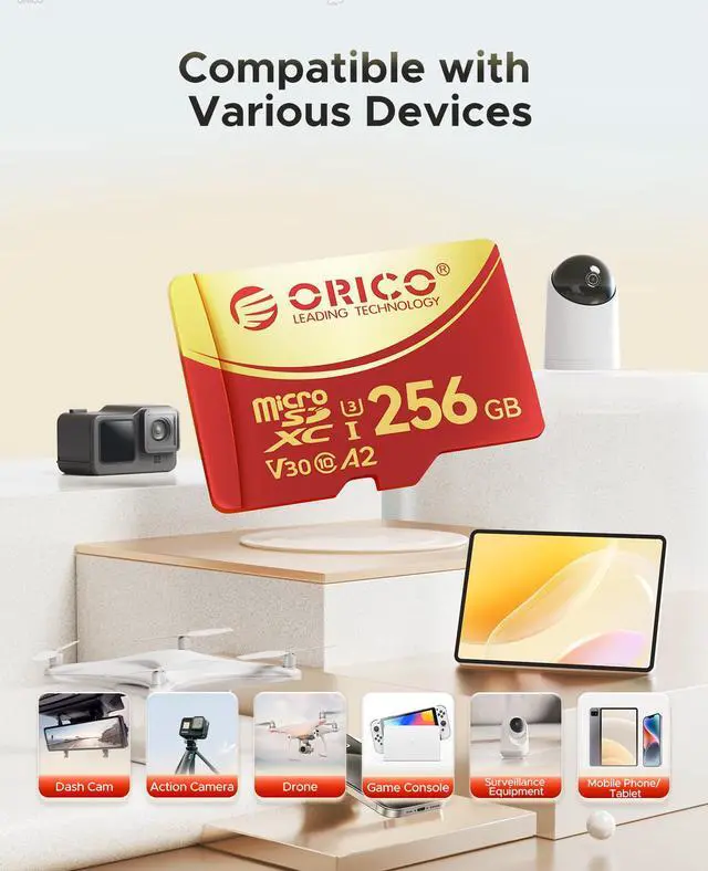 Alt view image 6 of 7 - ORICO 512GB Memory Card UHS U3, 4K Video Recording Compatible for cams, Speed Up to 180MB/s