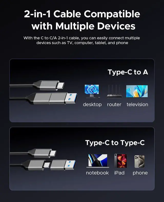 Alt view image 5 of 7 - ORICO 2 Bay USB C M.2 NVMe SSD/SATA HDD SSD Enclosure Docking Station 10Gbps External SSD Enclosure with Offline Clone for Office & Personal Users