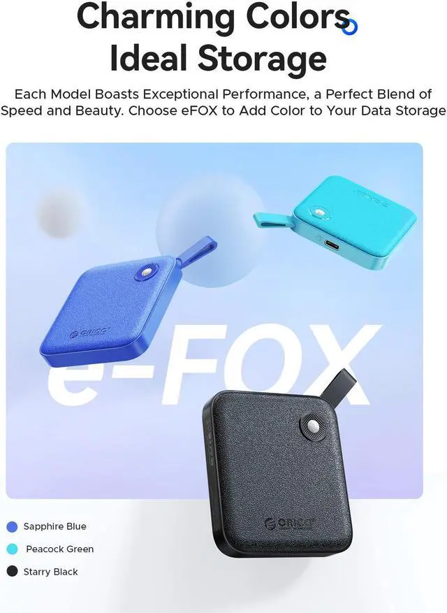 Alt view image 5 of 7 - ORICO 512GB External SSD up to Read Speed up to 560MB/s USB Type-C Portable SSD-B5PLUS Black
