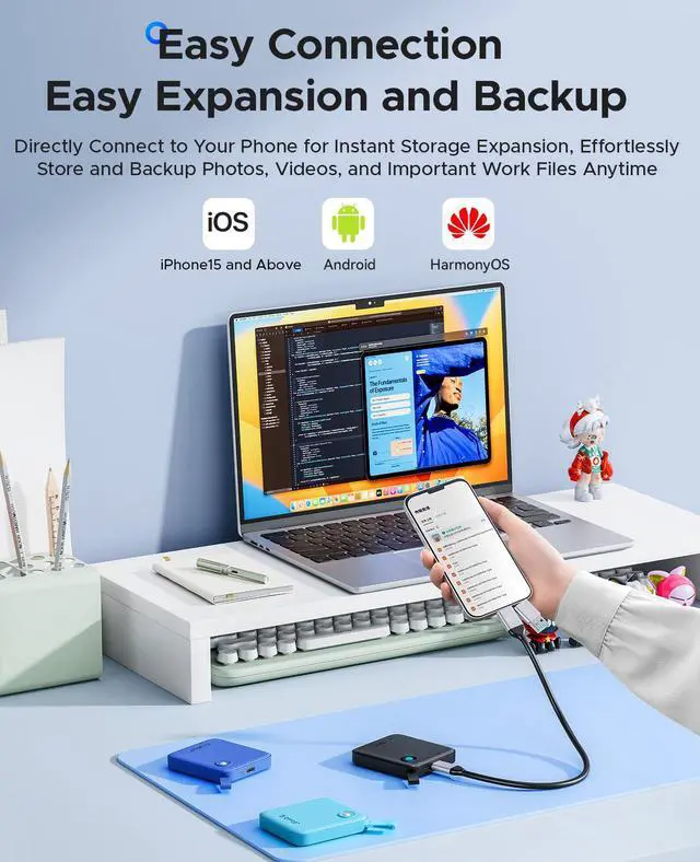 Alt view image 6 of 7 - ORICO 512GB External SSD up to Read Speed up to 560MB/s USB Type-C Portable SSD-B5PLUS Black