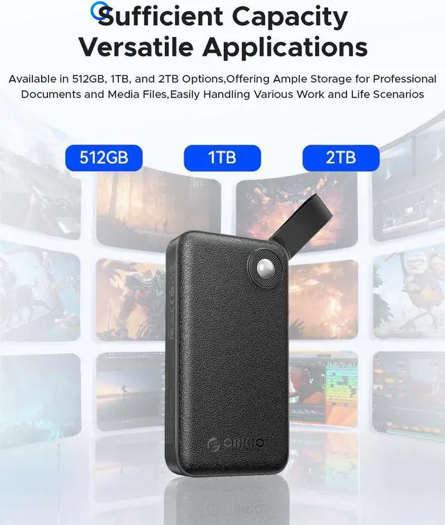 Alt view image 5 of 7 - ORICO Portable SSD 512GB External Solid State Drive, Read Speeds Up to 2050MB/s Exteral SSD for Students, Professionals Black