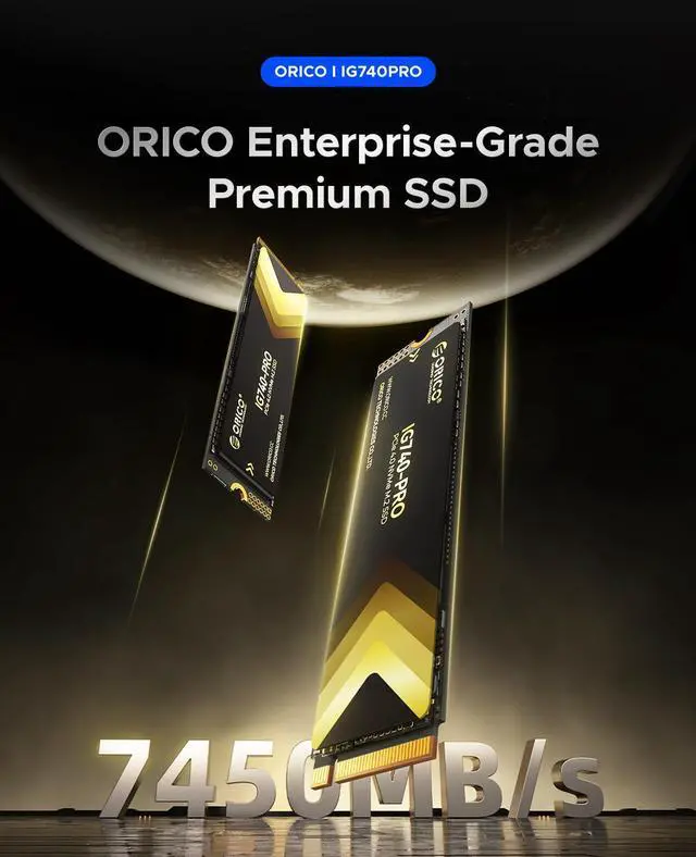 Alt view image 2 of 7 - ORICO NVMe M.2 SSD Up to 7100Mb/s 1TB M.2 SSD PCle Gen4x4 NVMe2.0 Ultra-Fast Solid State Drive with Heatsink Cooling Copper for PC Desktop Laptop Game-Player