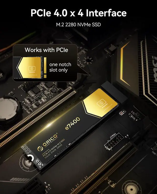 Alt view image 4 of 7 - ORICO M.2 NVMe M.2 SSD- Up to 7400MB/s 1TB PCIe 4.0X4 Internal Solid State Drive SSD for Gamers and Creators