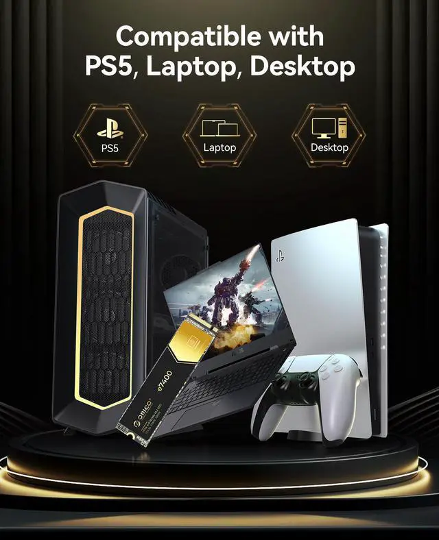 Alt view image 4 of 7 - ORICO M.2 NVMe M.2 SSD- Up to 7400MB/s 512GB PCIe 4.0X4 Internal Solid State Drive SSD for Gamers and Creators