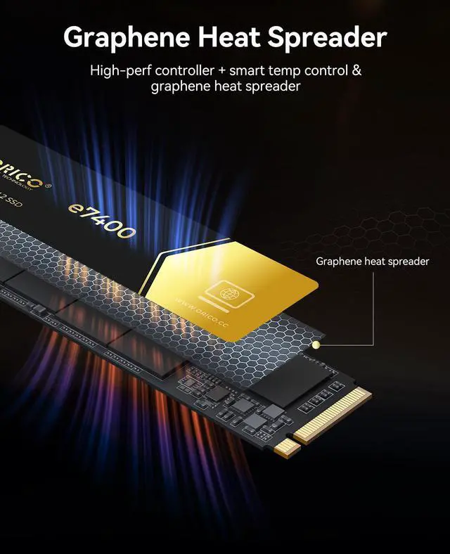 Alt view image 5 of 7 - ORICO M.2 NVMe M.2 SSD- Up to 7400MB/s 4TB PCIe 4.0X4 Internal Solid State Drive SSD for Gamers and Creators