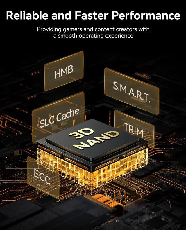 Alt view image 4 of 7 - ORICO M.2 NVMe M.2 SSD- Up to 7400MB/s 4TB PCIe 4.0X4 Internal Solid State Drive SSD for Gamers and Creators