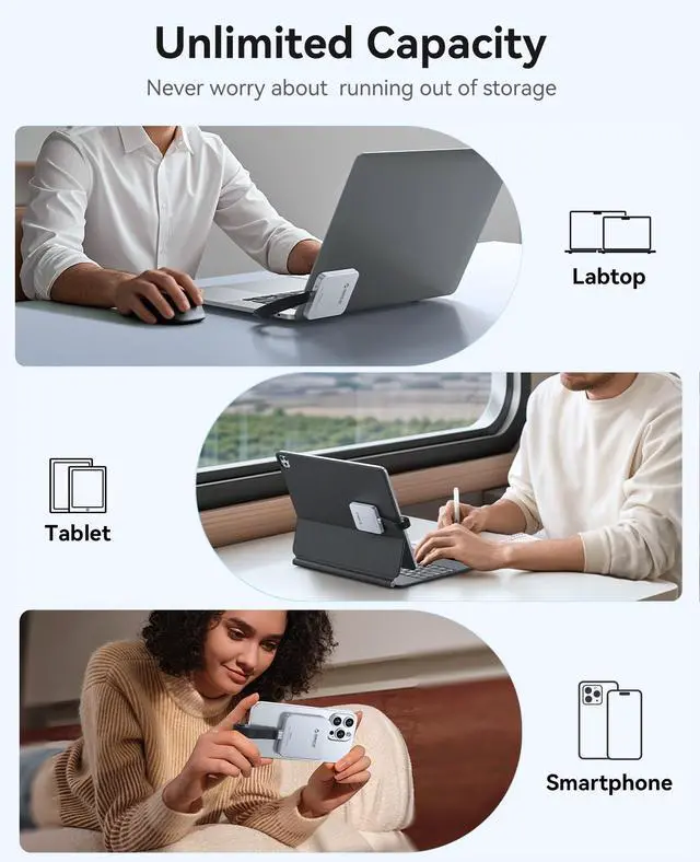 Alt view image 4 of 7 - ORICO K20Mini External SSD 1TB Aluminum Alloy Magnetic Portable SSD Up to 2000MB/s Magnetic Portable Solid State Drive for iphone 15 Pro Max, Tablet, Computer-Gold