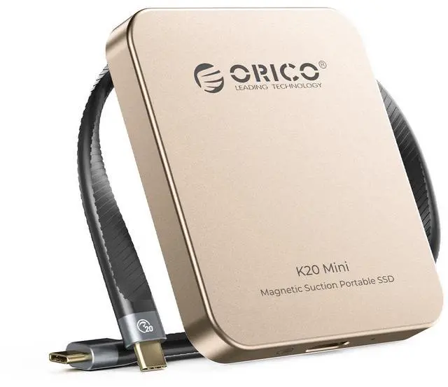Main image of ORICO K20Mini External SSD 1TB Aluminum Alloy Magnetic Portable SSD Up to 2000MB/s Magnetic Portable Solid State Drive for iphone 15 Pro Max, Tablet, Computer-Gold