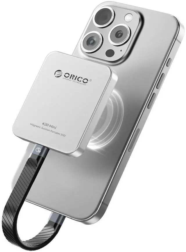 Main image of ORICO K20Mini External SSD 1TB Aluminum Alloy Magnetic Portable SSD Up to 2000MB/s Magnetic Portable Solid State Drive for iphone 15 Pro Max, Tablet, Computer-1TB Silver
