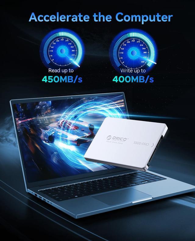 Alt view image 3 of 7 - ORICO S500PRO 2.5 SATA SSD 128GB up to 550MB/s, 3D NAND SATA III,Aluminum Shell Solid State Drive for Desktop Laptop Upgrades